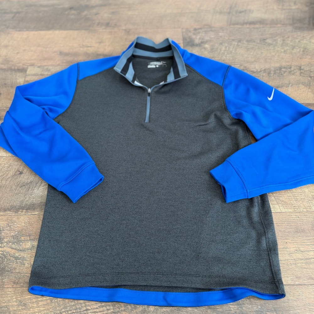 Nike Golf‎ Tour Performance Dri-FIT Quarter Zip Pullover Gray Blue Mens Large